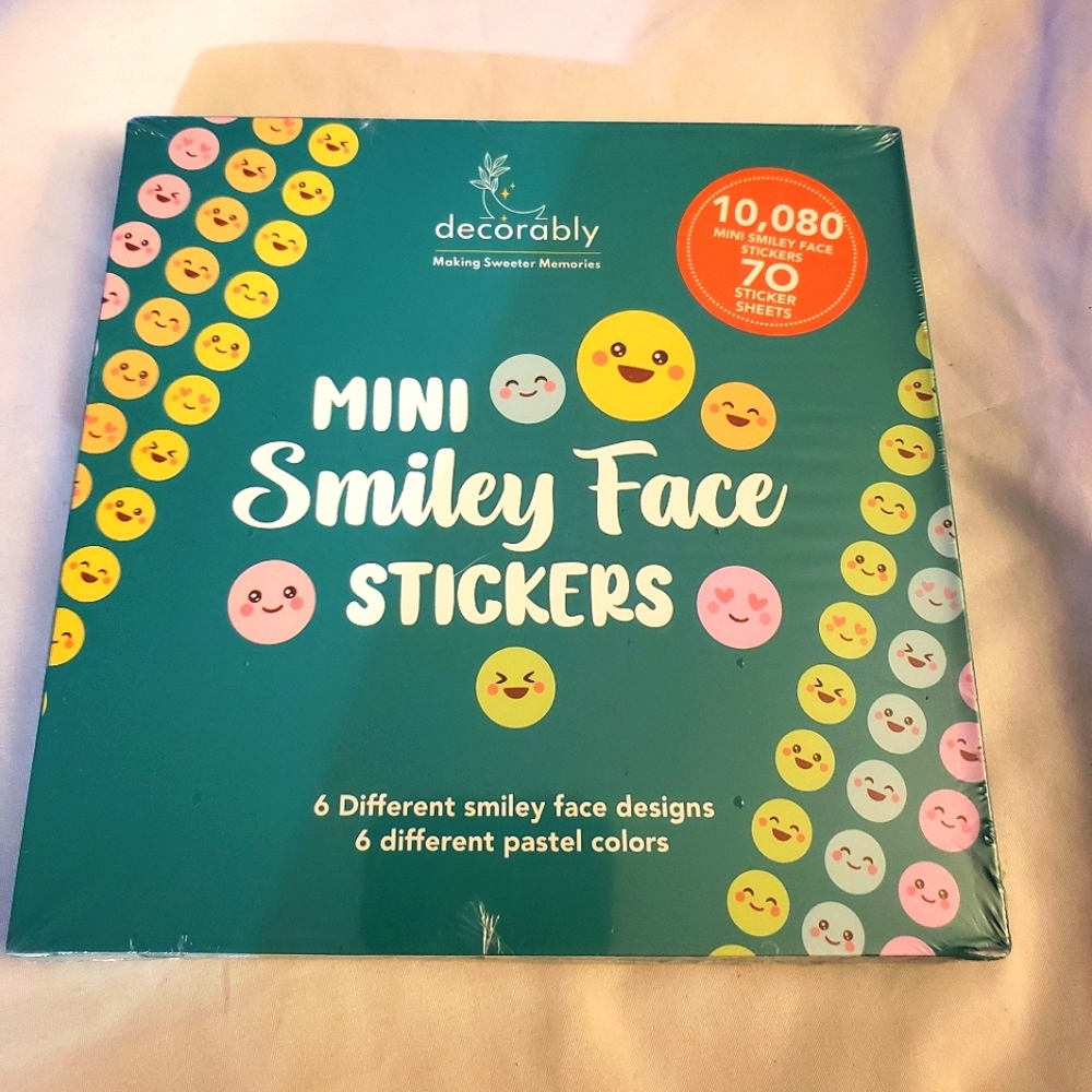 Pastel Mini Smiley Face Stickers, 70 Sheets!